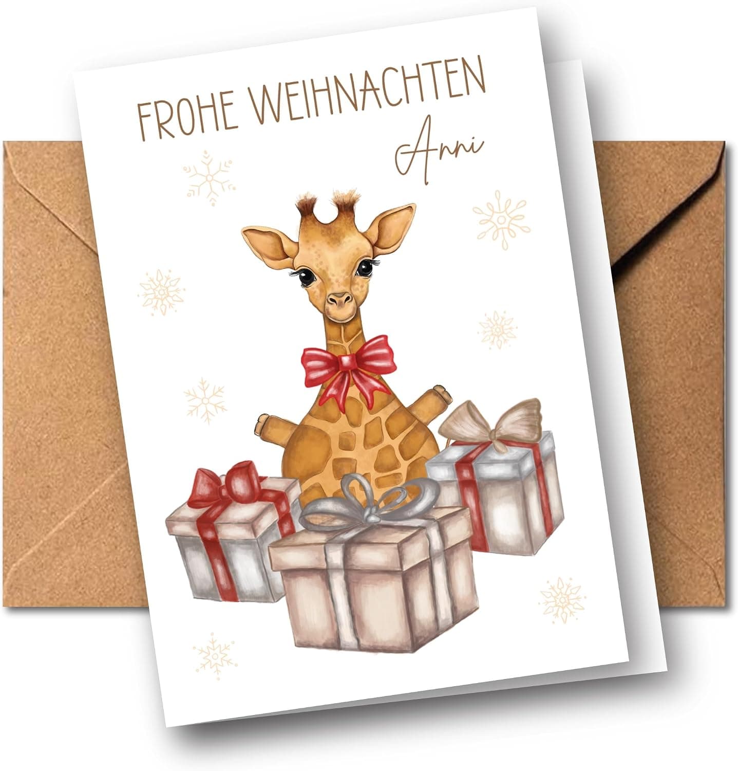 Weihnachtskarte für Babys & Kinder – 30 Tiermotive – Giraffe