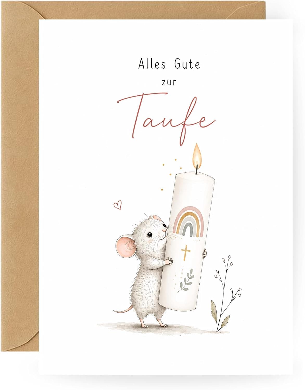 Taufkarte Maus – Moderne Glückwunschkarte zur Taufe