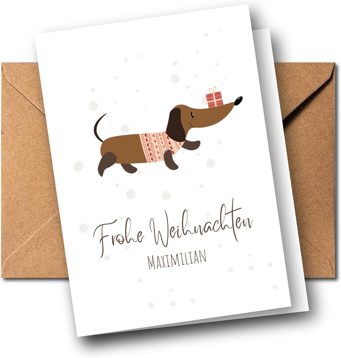 Personalisierte Weihnachtskarte Dackel – drei Motive