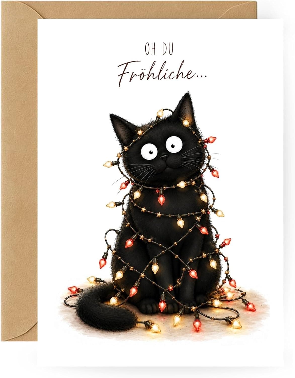 Lustige Weihnachtskarte schwarze Katze