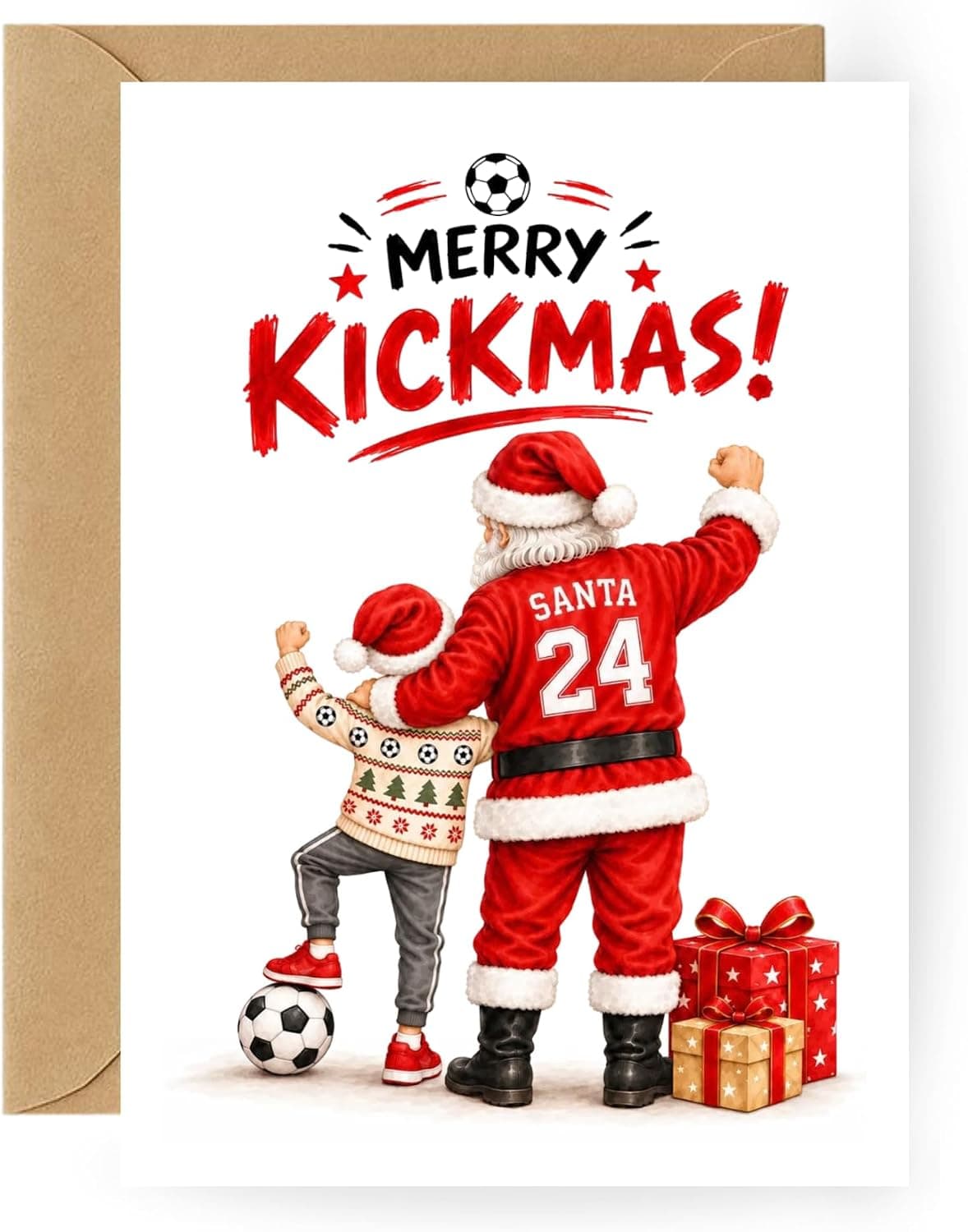 Weihnachtskarte Fußball „Merry Kickmas“
