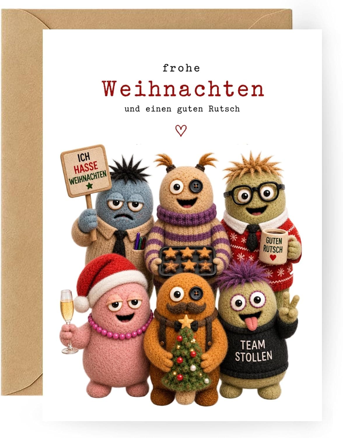Lustige Karte Kollegen „Filzmonster“ – Weihnachten, Abschied & mehr