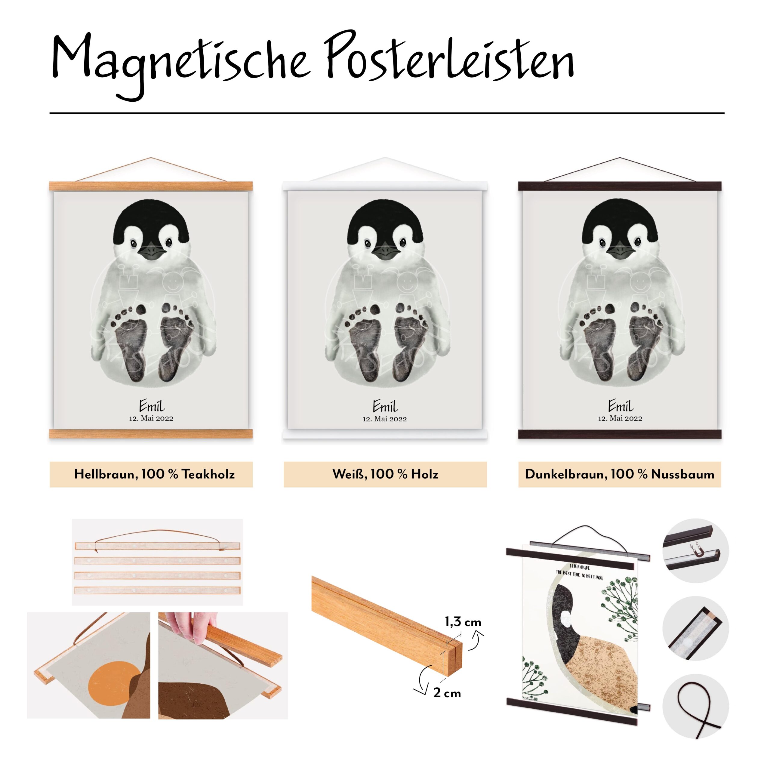 Leisten Motiv Pinguin Baby Fußabdruck-Set