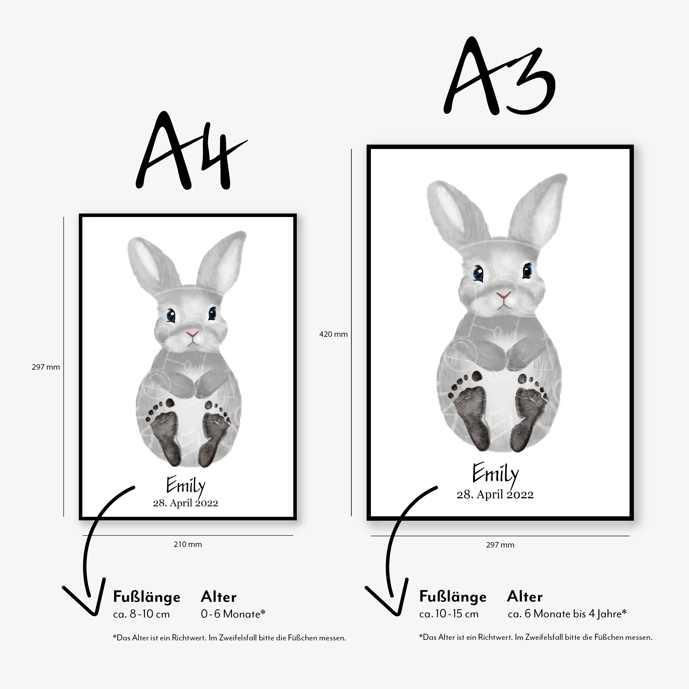 Motiv Hase Baby Fußabdruck-Set