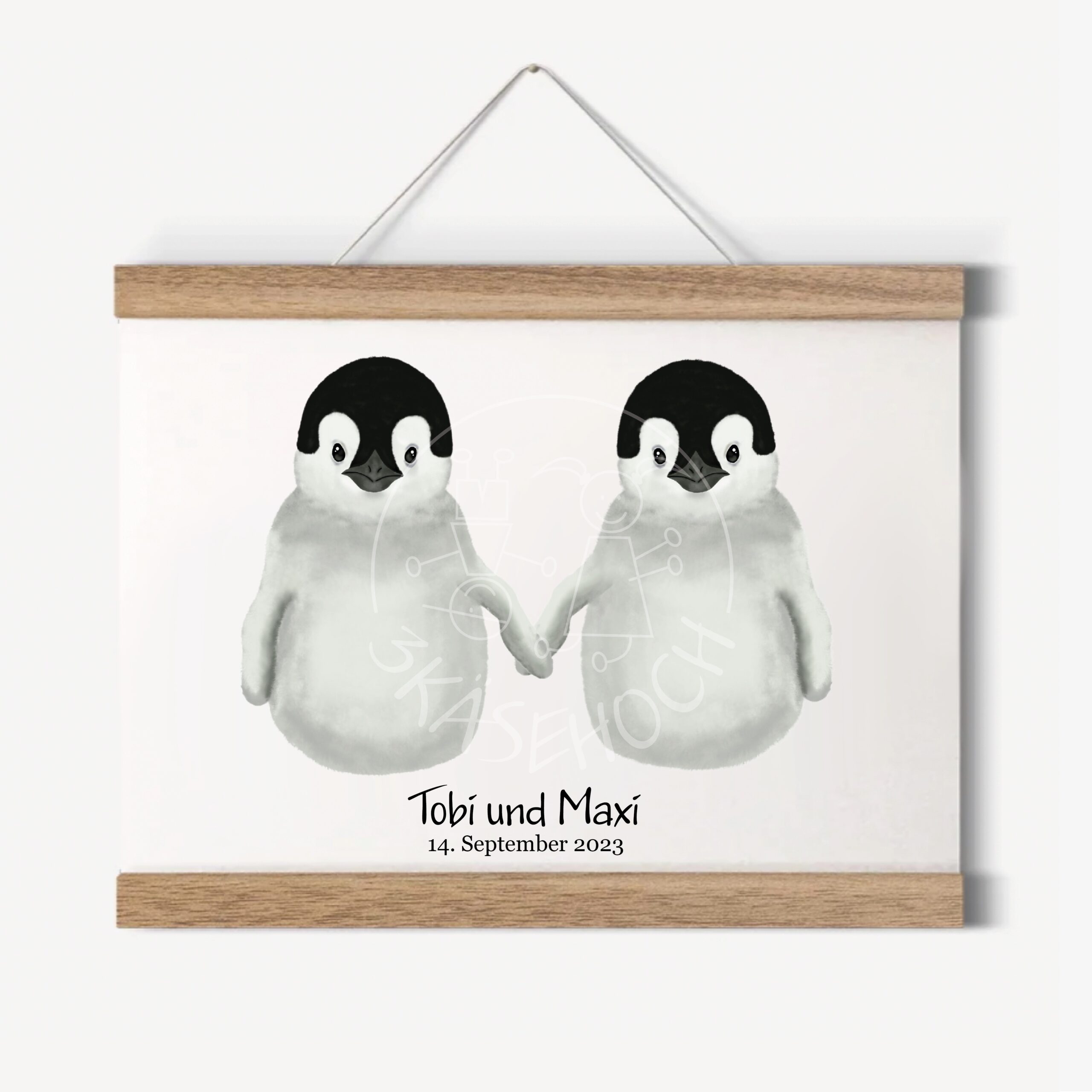 Motiv Pinguin Baby Fußabdruck-Set Zwillinge