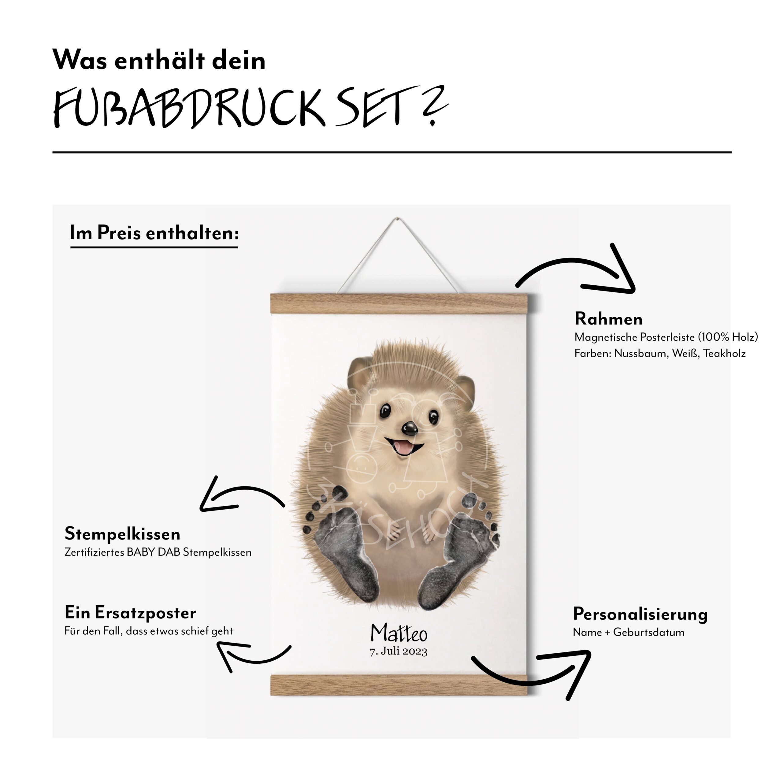 Motiv Igel Baby Fußabdruck-Set