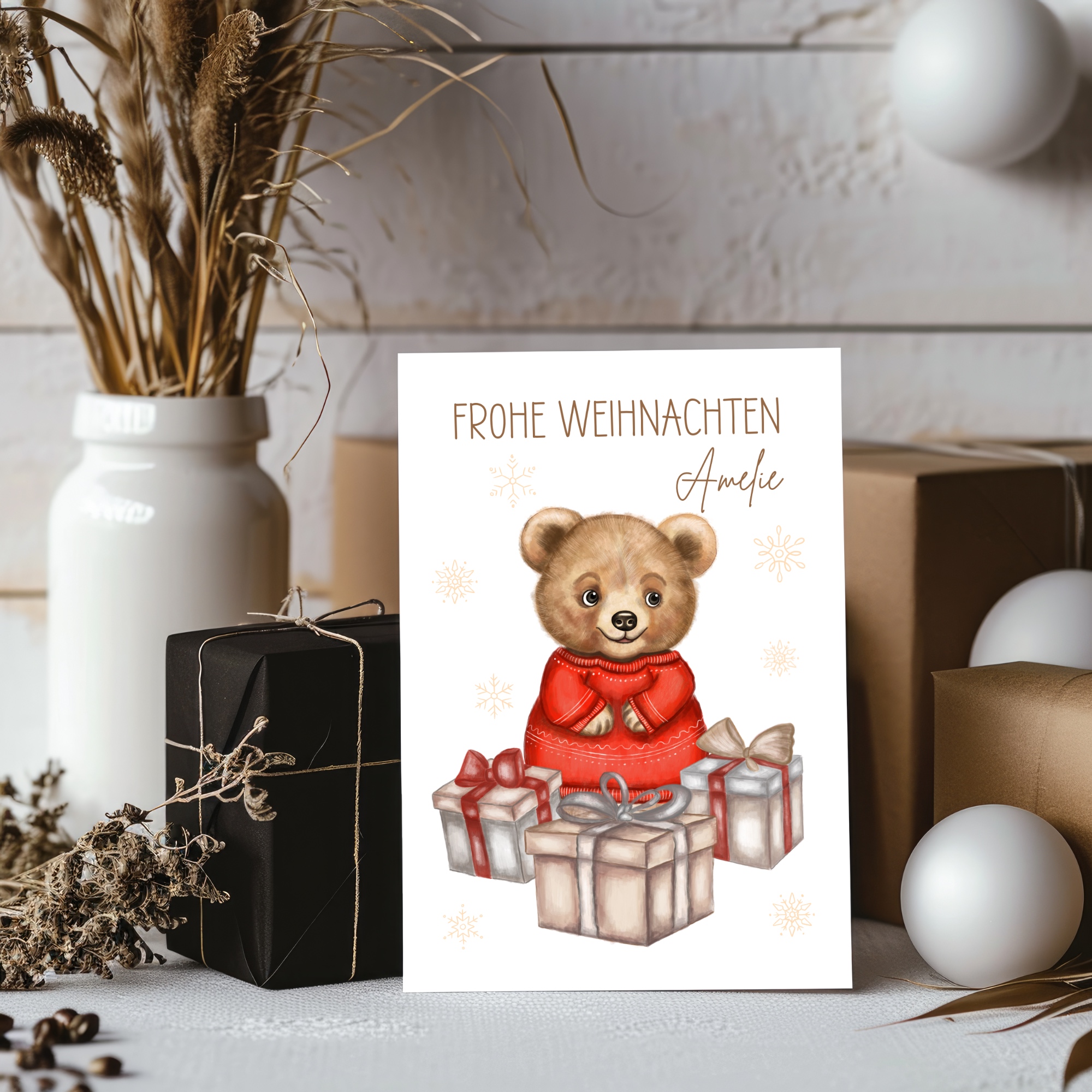 Weihnachtskarte Dackel Mockis Personalisiert - Weihnachtskarte Dackel Mockup Karte (3)