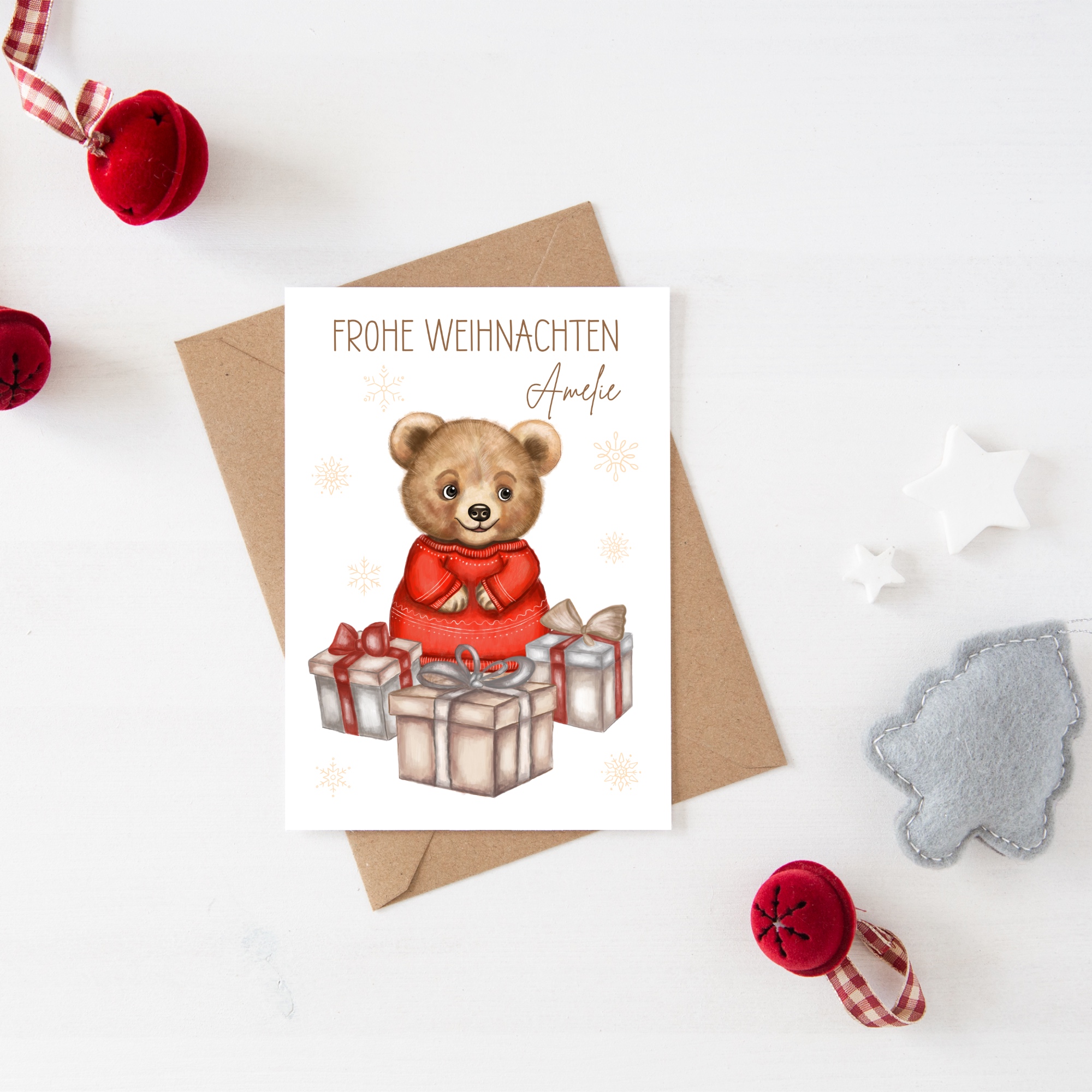 Weihnachtskarte Dackel Mockis Personalisiert - Weihnachtskarte Dackel Mockup Karte Weihnachten