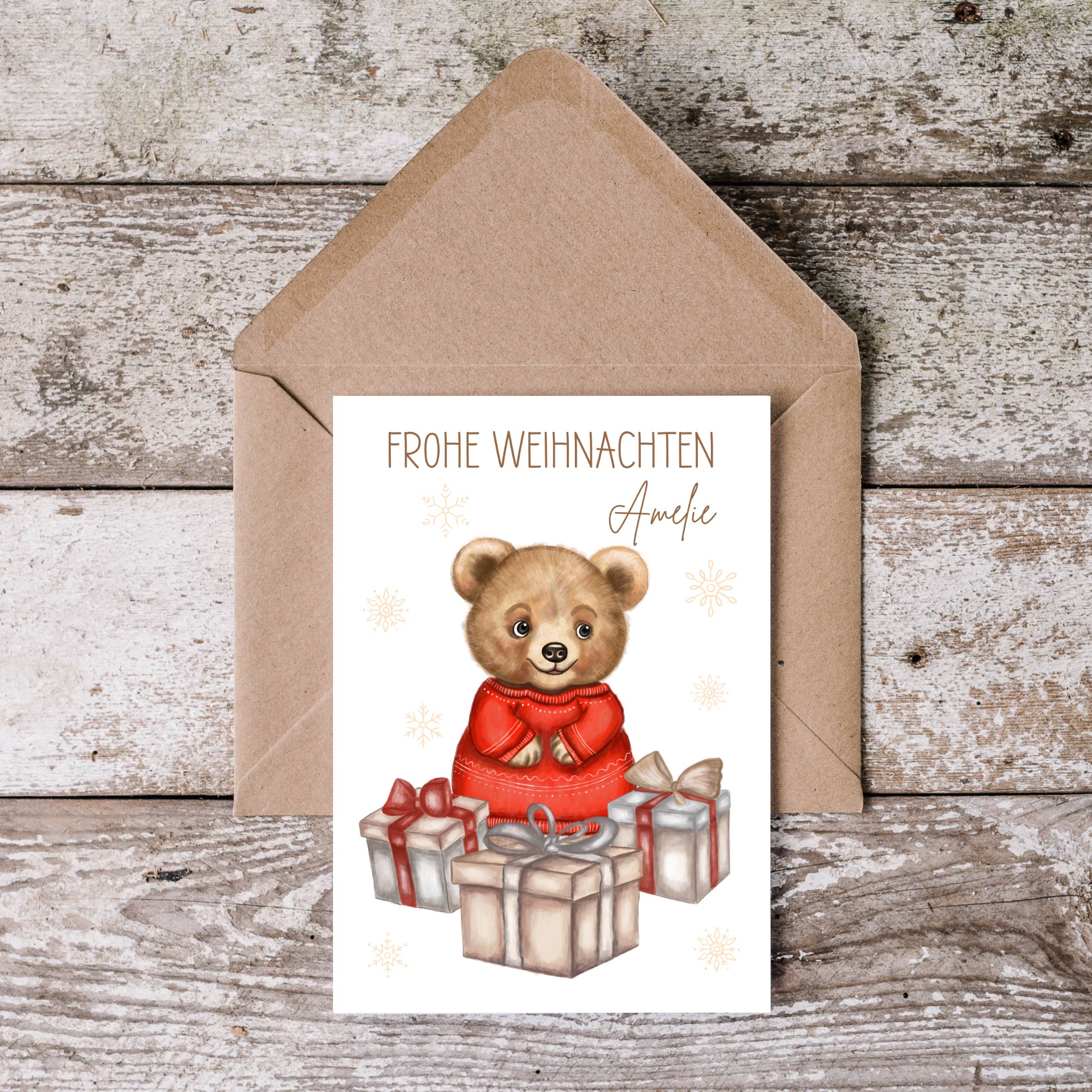 Weihnachtskarte Dackel Mockis Personalisiert - Weihnachtskarte Dackel Mockup Karte