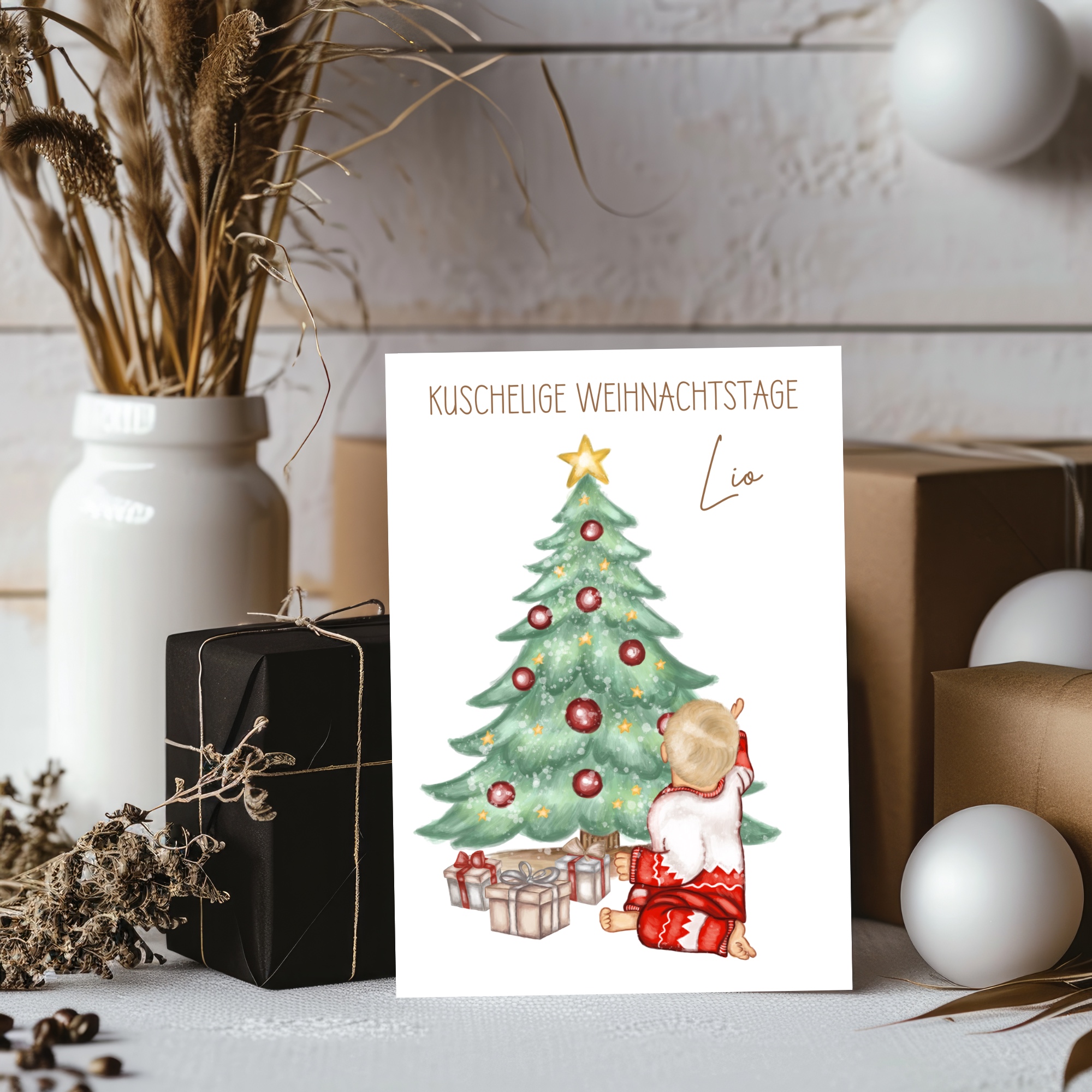 Weihnachtskarte Löwe Lenni Mockis Personalisiert - Weihnachtskarte Löwe Lenni Mockup Karte (3)