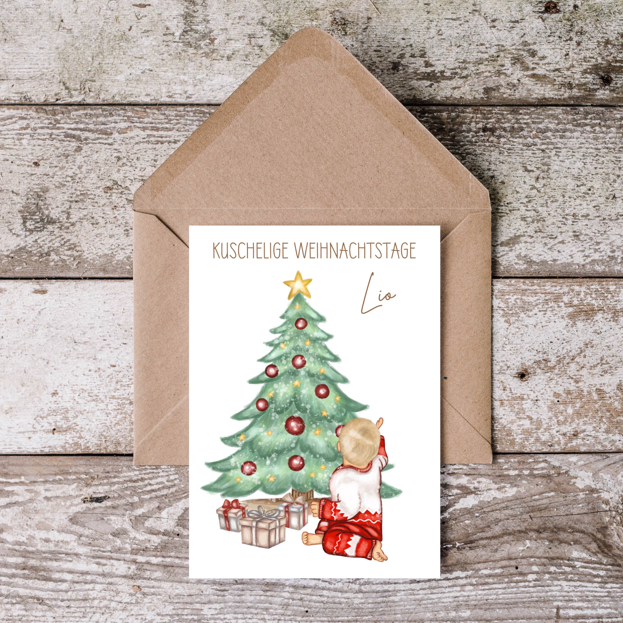 Weihnachtskarte Löwe Lenni Mockis Personalisiert - Weihnachtskarte Löwe Lenni Mockup Karte