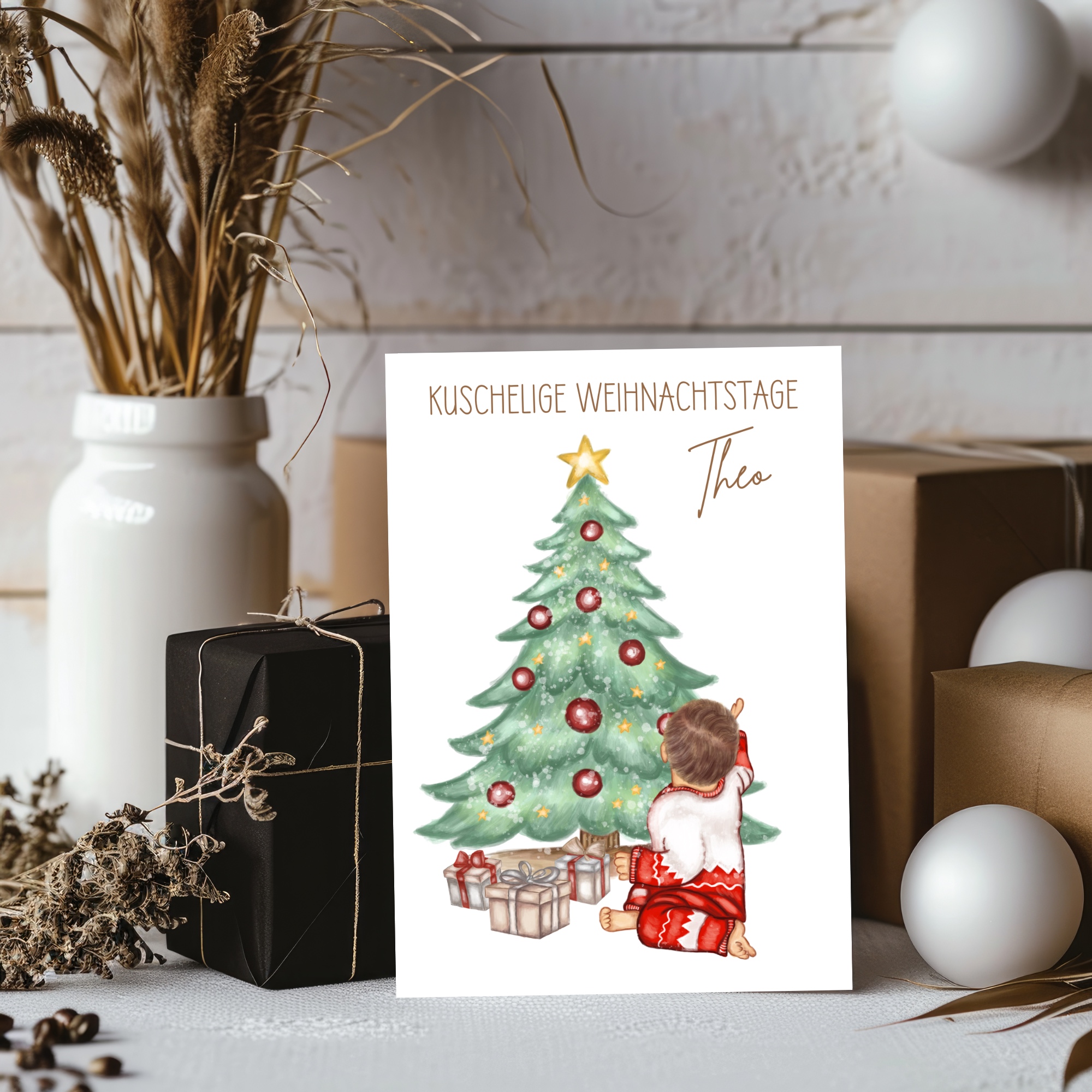 Weihnachtskarte Löwe Lenni Mockis Personalisiert - Weihnachtskarte Löwe Lenni Mockup Karte (3)