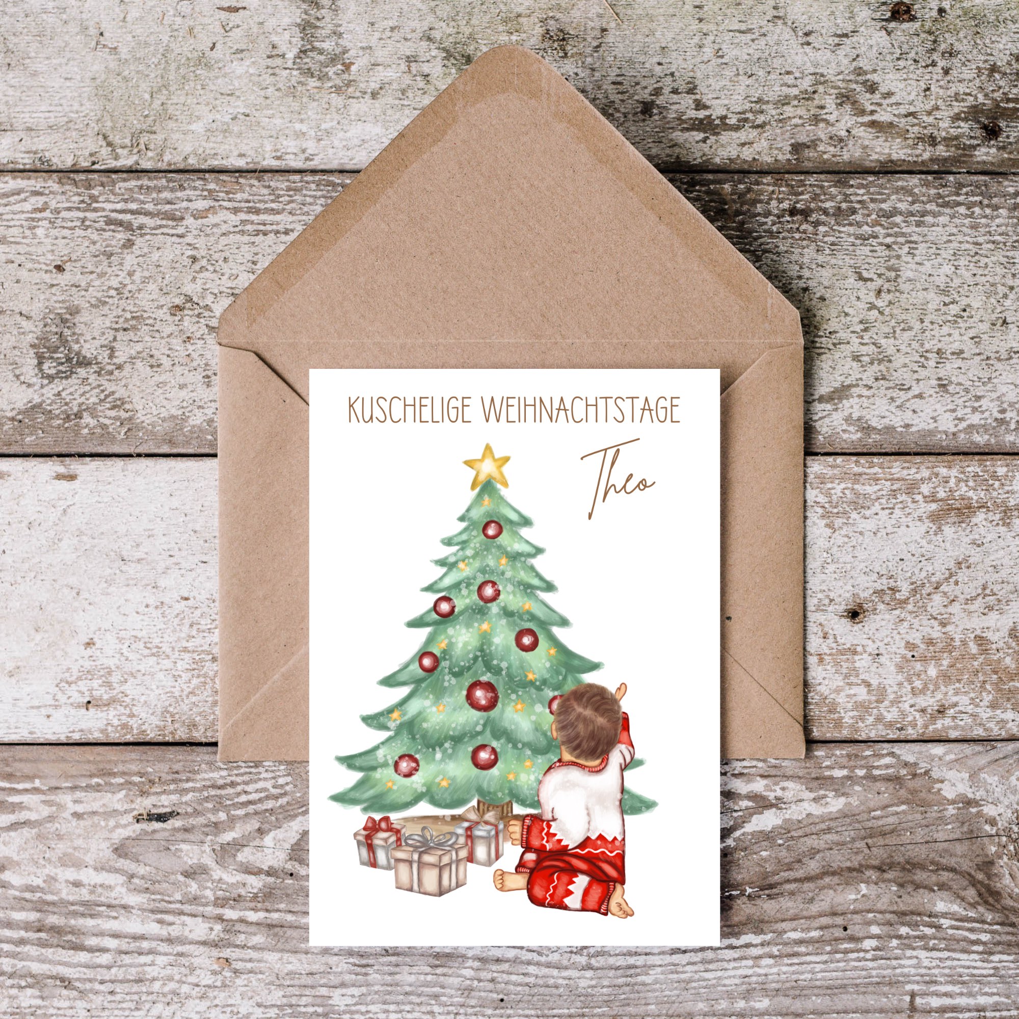 Weihnachtskarte Löwe Lenni Mockis Personalisiert - Weihnachtskarte Löwe Lenni Mockup Karte