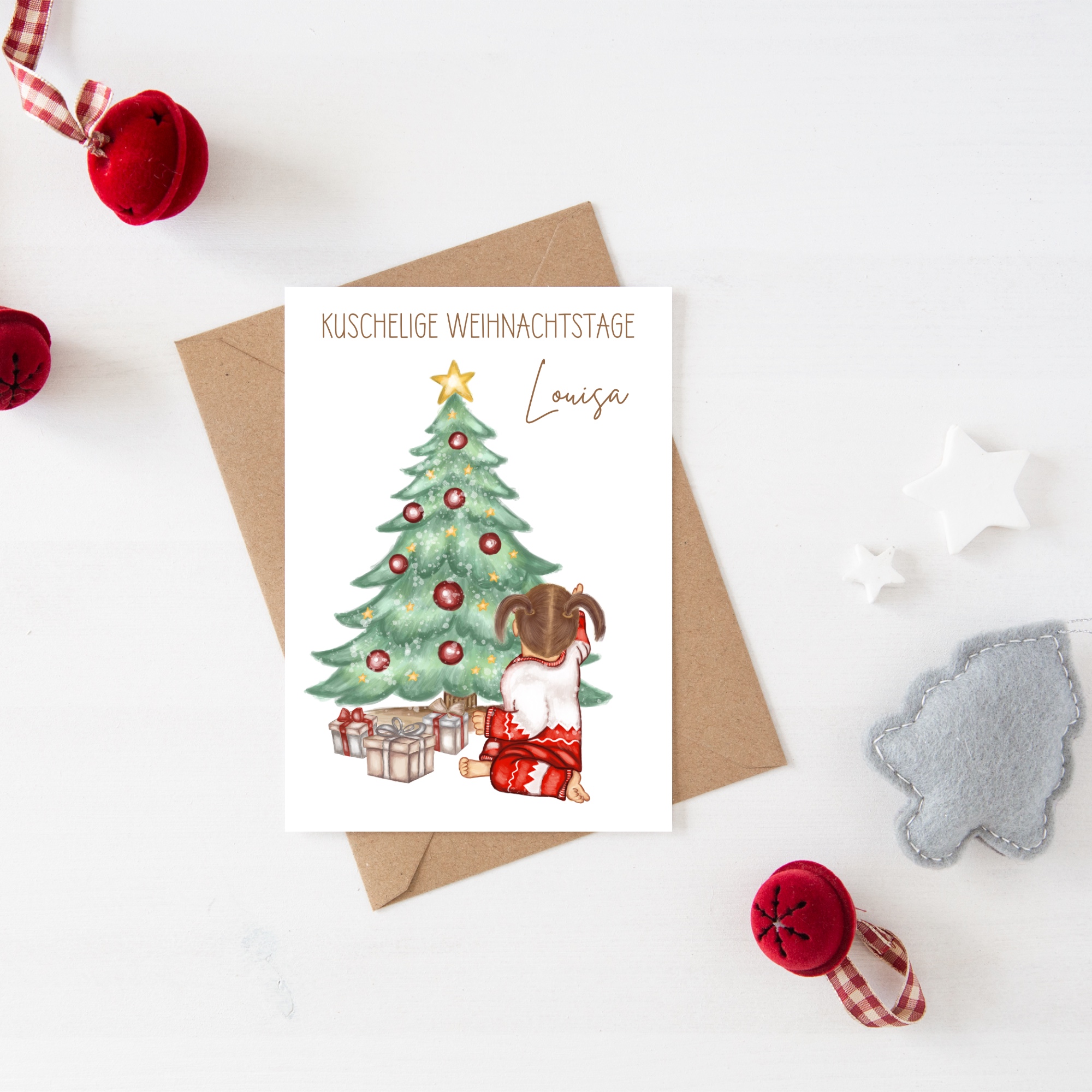 Weihnachtskarte Löwe Lenni Mockis Personalisiert - Weihnachtskarte Löwe Lenni Mockup Karte Weihnachten