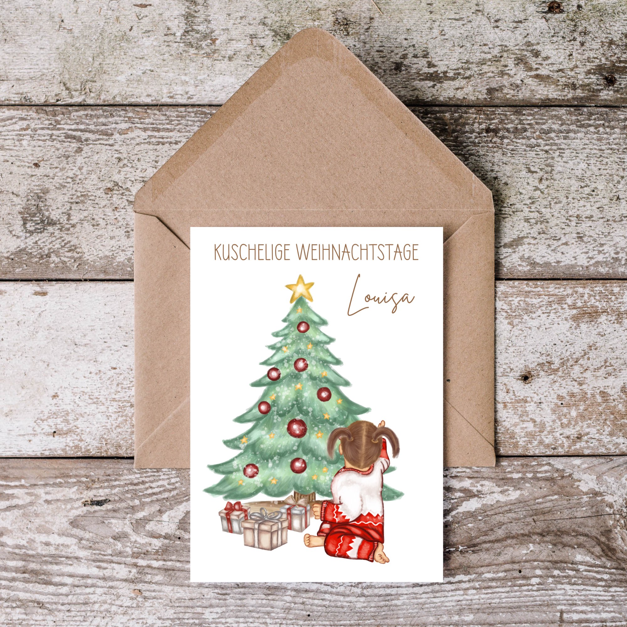 Weihnachtskarte Löwe Lenni Mockis Personalisiert - Weihnachtskarte Löwe Lenni Mockup Karte