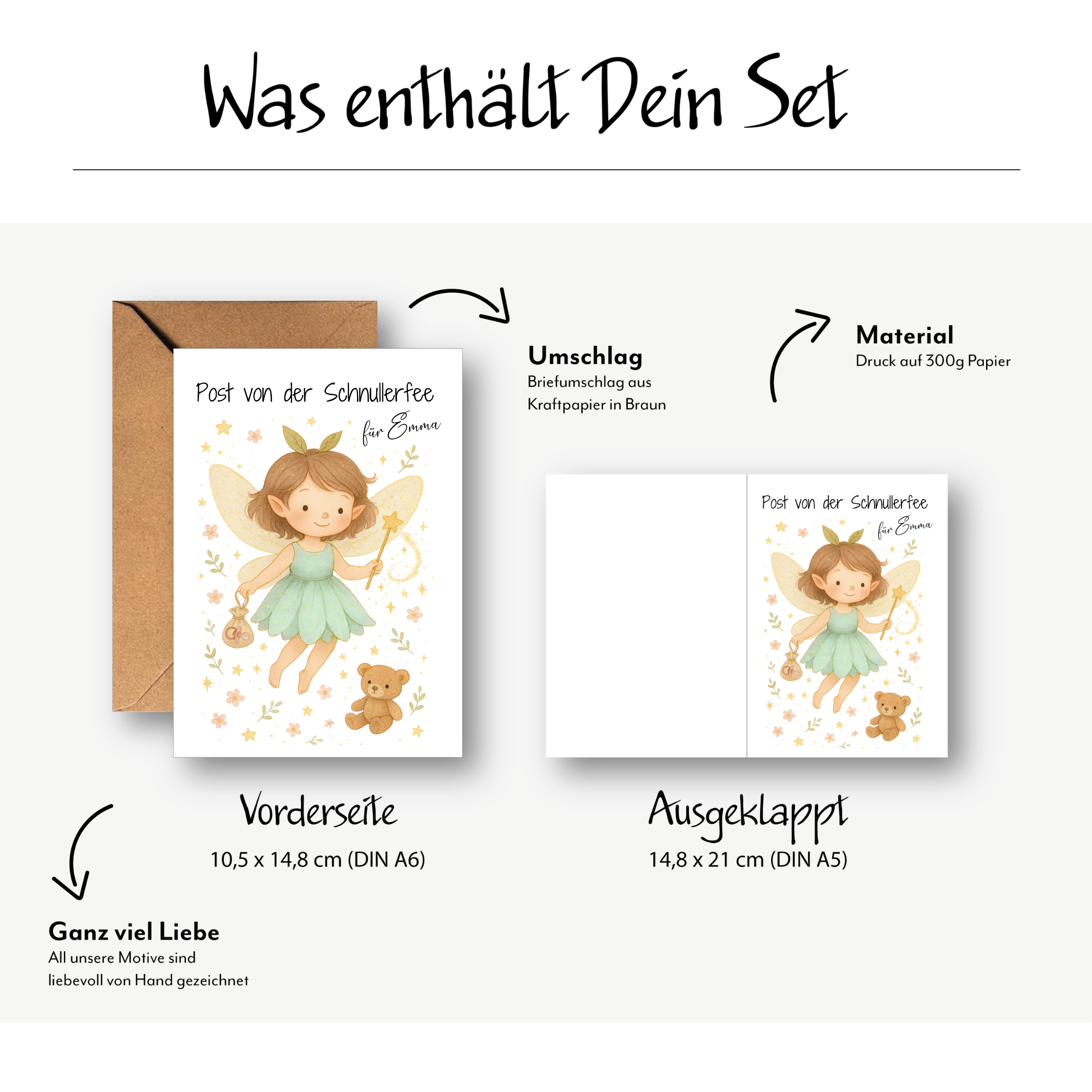 Schnullerfee gedöns Mockup - Was Enthält Faltkarte