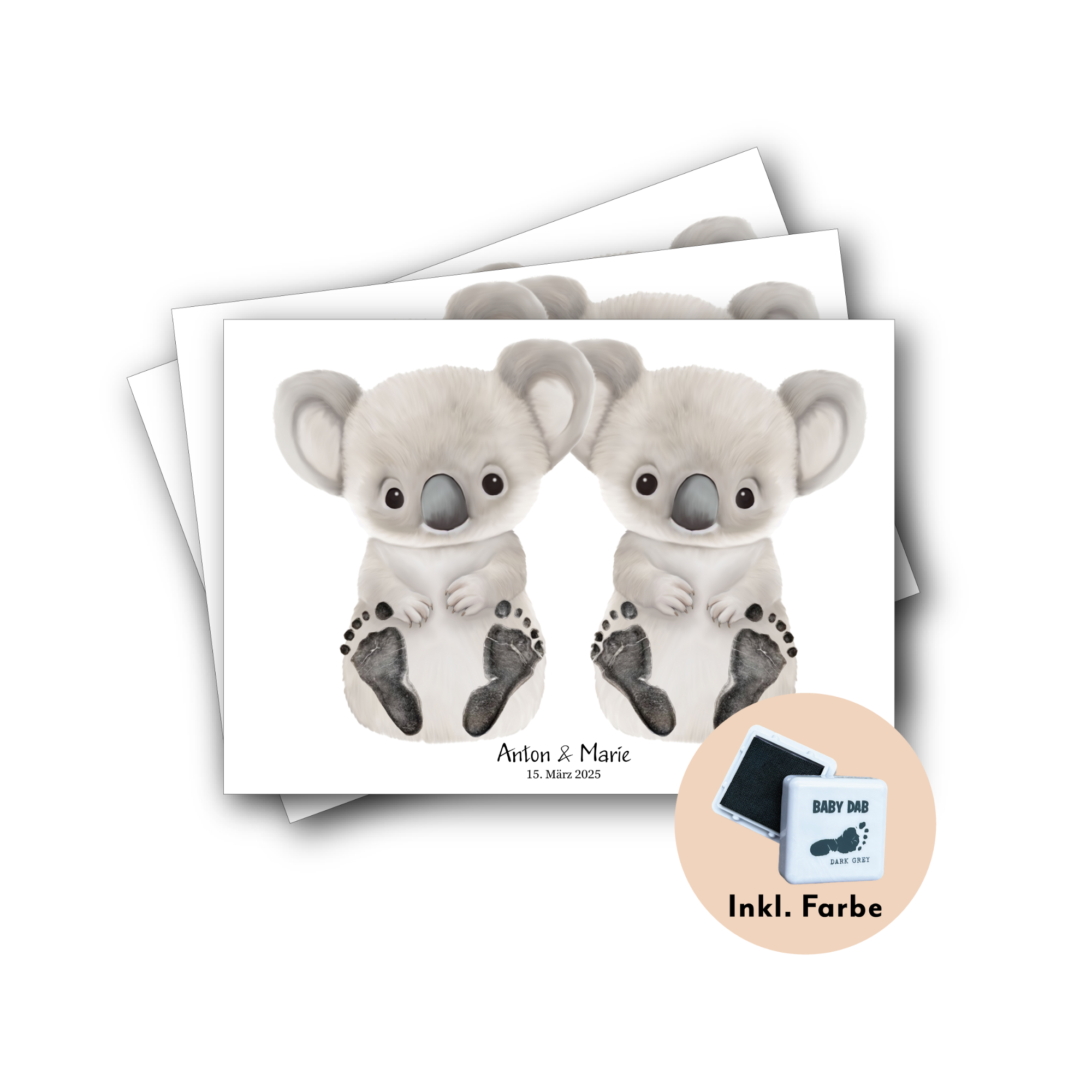 Twins Koala Scandi Mockup - 3er Poster Quer
