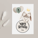 Happy Birthday Hase grün Mockup Karte